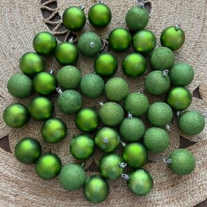 MINI MIXED Green Glitter ORNAMENT BUNDLE